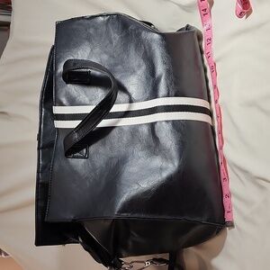 Black with white stripes tote bag
